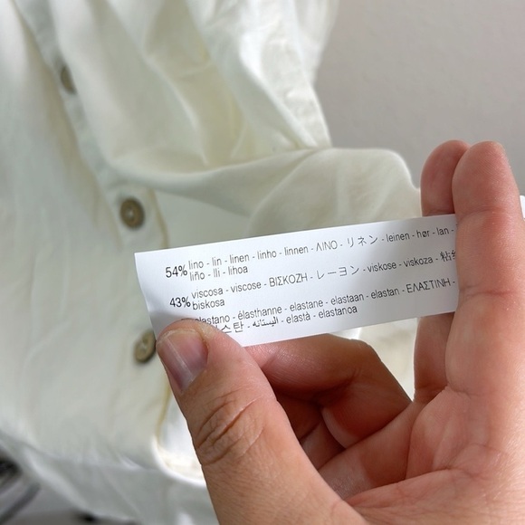 Zara Linen Blend Button Down Shirt Dresss in off white size medium - Picture 9 of 14